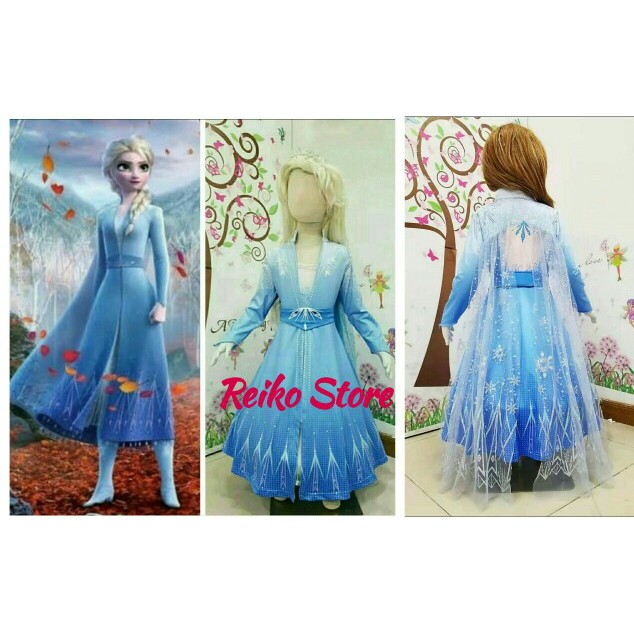 Frozen 2 Elsa II เครื่องแต่งกายสองชุดเจ้าหญิงเด็กและผู้ใหญ่เสื้อผ้า Wing Robe