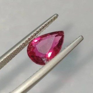 เม็ดใหญ่ พลอยแท้ ทัวร์มาลีน สีชมพู Pink Tourmaline พิงค์ทัวร์มาลีน ทรงหยดน้ำ 10.3*7.5 mm. 2.20 กะรัต พลอยแท้ จากธรรมชาติ