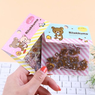 สติ๊กเกอร์ พลาสติก ใส กันน้ำ Cute Kawaii Rilakkuma sticker cartoon ริลัคคุมะ เนื้อดี หมี น่ารัก ญี่ปุ่น