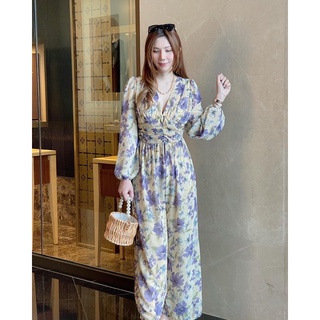 Floral Maxi Jumpsuit จั๊มสูทลายดอกไม้สวยไฮโซ พร้อมส่งค่า