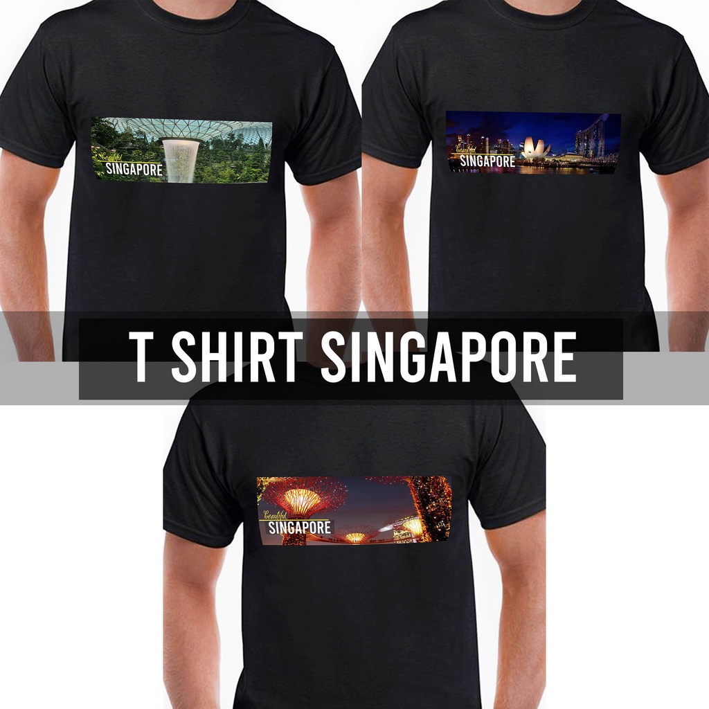 Marina Bay Lion น้ําตกผ้าฝ้ายเสื้อยืดของที่ระลึก