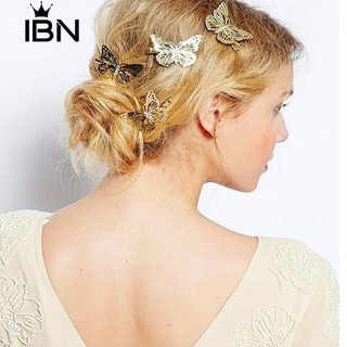 * แฮนด์เมดทรงผมสีทองผีเสื้อหญิงทรงผมเจ้าสาว Hairpin Bridal Hair