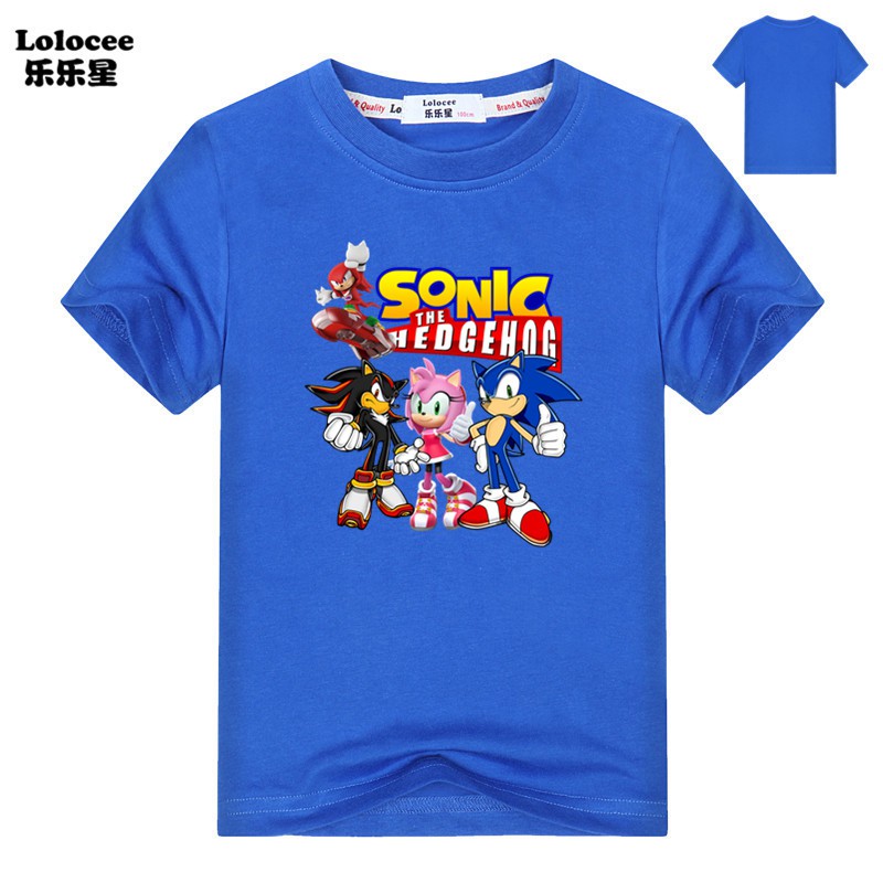 Sonic The Hedgehog Sonic Big Boys เสื้อยืดแขนสั้นผ้าฝ้าย 100 % สําหรับเด็กผู้ชาย