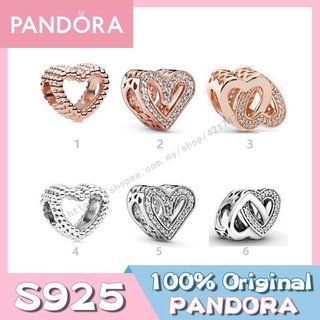 Pandora สร้อยข้อมือ ลูกปัดเงินแท้ 925 รูปหัวใจ เปิด ของขวัญวันเกิด สําหรับผู้หญิง DIY p825