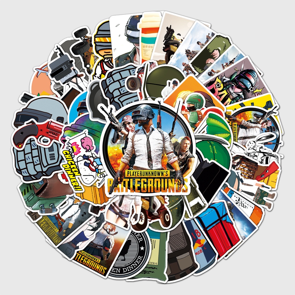 PUBG Free fire Call of duty 🐔 sticker ลายการ์ตูนอะนิเมะ กันน้ำ สติ๊กเกอร์ ใช้ซ้ำได้ 50pcs