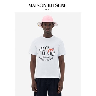 Maison Kitsuné เสื้อยืดลําลอง ผ้าฝ้าย แขนสั้น พิมพ์ลายสุนัขจิ้งจอก แฟชั่นฤดูใบไม้ผลิ และฤดูร้อน สําหรับผู้ชายS-5XL