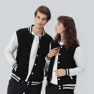 Big Size Plain Unisex Baseball Jacket เสื้อแจ็กเก็ตเบสบอล ขน…