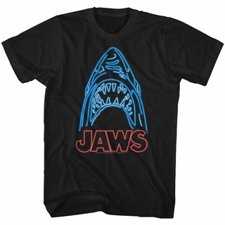 เสื้อยืดผ้าฝ้ายพิมพ์ลายขายดี เสื้อยืด ผ้าฝ้าย ลาย Jaws - Neon - American Clics - Adult EIjppp97ECgigb91สามารถปรับแต่งได้