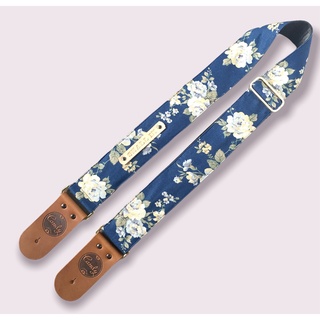 Navy Flora Guitar Strap