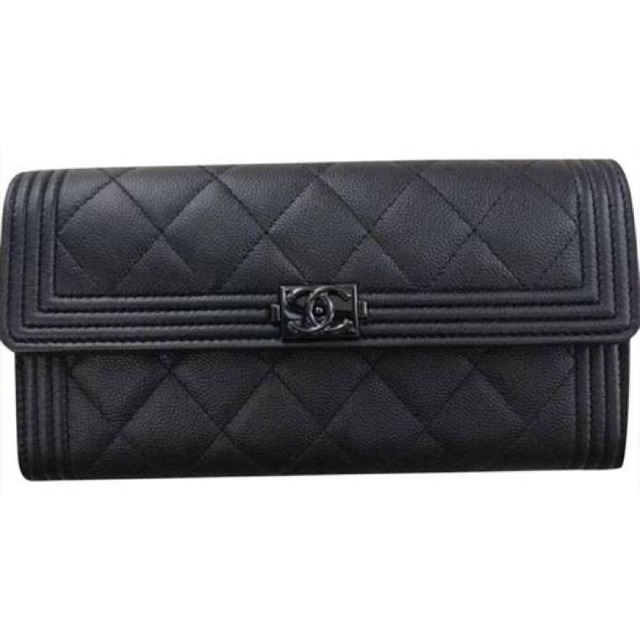 Chanel boy long black wallet