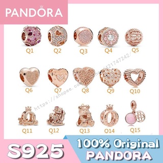 Pandora สร้อยข้อมือเงินสเตอร์ลิง S925 สีโรสโกลด์ ของขวัญวันเกิด สําหรับผู้หญิง DIY p825