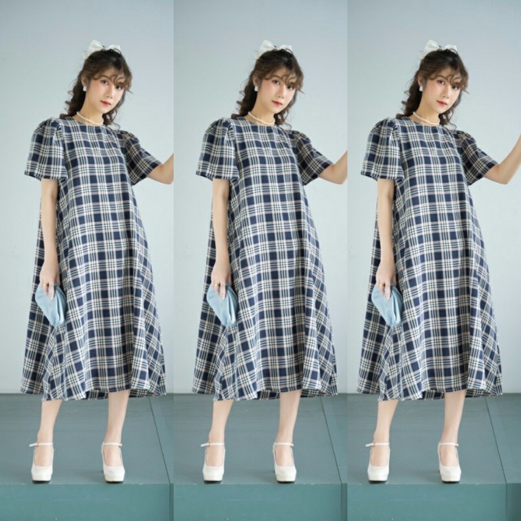 ชุดคลุมท้องแฟชั่นสํานักงานฤดูร้อน Shopdambau-MA999 ชุดคลุมท้องดีไซน์ลายสก๊อต