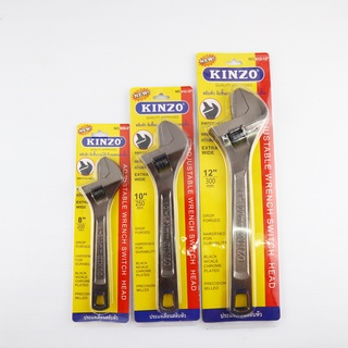 KINZO ประแจเลื่อน ขนาด 6-12 นิ้ว แบบปรับหัวได้ 2 in 1 สลับหัวจับชิ้นงานได้ ของแท้ 100% ร้านเป็นตัวแทน สินค้าคุณภาพสูง