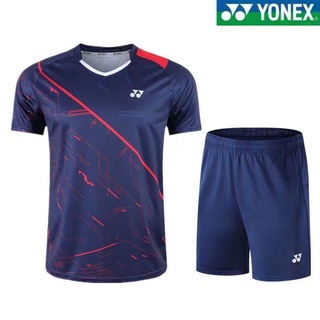 Yonex เสื้อผ้าแบดมินตัน ผู้ชายและผู้หญิง แขนสั้น ที่กําหนดเอง แห้งเร็ว ฝึกอบรม เสื้อผ้าวอลเลย์บอล ปิงปอง ชุดกีฬา