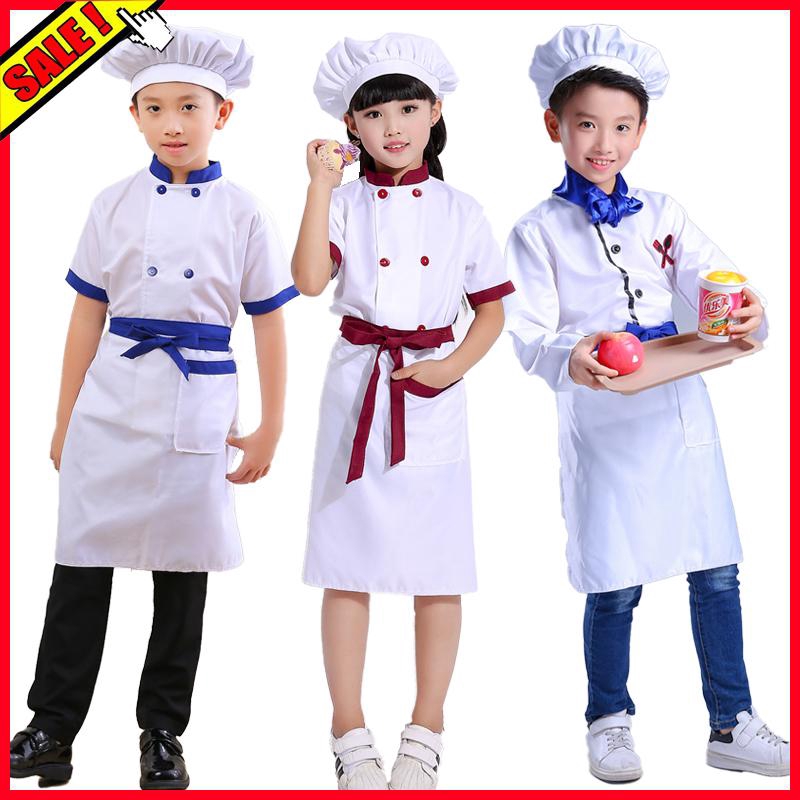 Apron+Hat Cosplay Fancy Dress Kid Boys Girl Chef Uniform Costume Outfit Jacket 