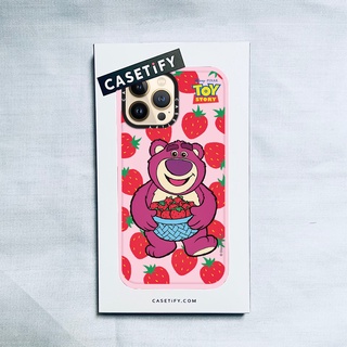 Casetify X Disnep PIXAR TOY STOORY เคสโทรศัพท์มือถือ แบบนิ่ม ลายหมีสตรอเบอร์รี่ สีชมพู สําหรับ IPhone 14 13 12 11 Pro MAX Mini XS MAX XR X SE 6 6S 7 8 Plus