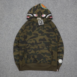 A BATHING APE เสื้อแจ็กเก็ตกันหนาว มีฮู้ด ลายพราง WGM Shak สีเขียวทหาร UNISEX