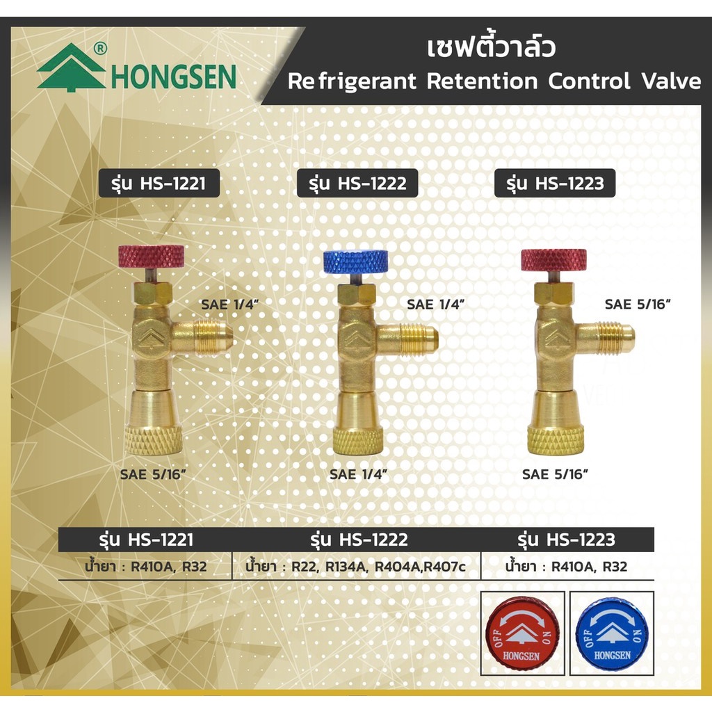 Hongsen รุ่น HS-1221, HS-1222, HS-1223 เซฟตี้วาล์ว คอนโทรลวาล์ว Retention Control Valve