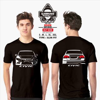 เสื้อยืดผ้าฝ้ายพิมพ์ลายแฟชั่น เสื้อยืด ลาย Honda Civic FD ด้านหน้า และด้านหลัง สําหรับยานยนต์