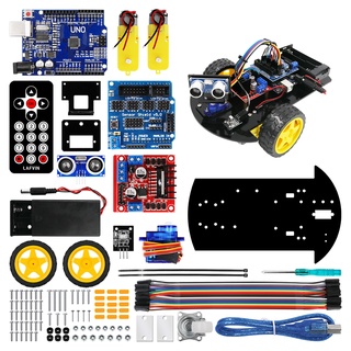 【คลังสินค้าพร้อม】 LAFVIN Smart Car Robot Kit 2 Wd Chassis Kit พร้อมการสอนสำหรับ Arduino Uno DIY Kit เก็บเงินปลายทาง!