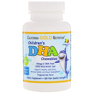 California Gold Nutrition, Childrens DHA Chewables, 100% Wild Arctic Cod, Strawberry-Lemon Flavor, 180 Fish Gelatin Sof