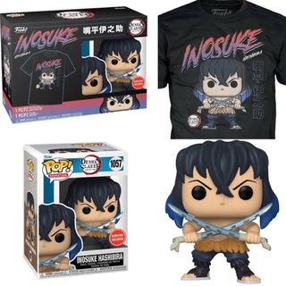 Funko Pop Inosuke Hashibira Unmasked And Tee Size M Demon Slayer Kimetsu no Yaiba Exclusive