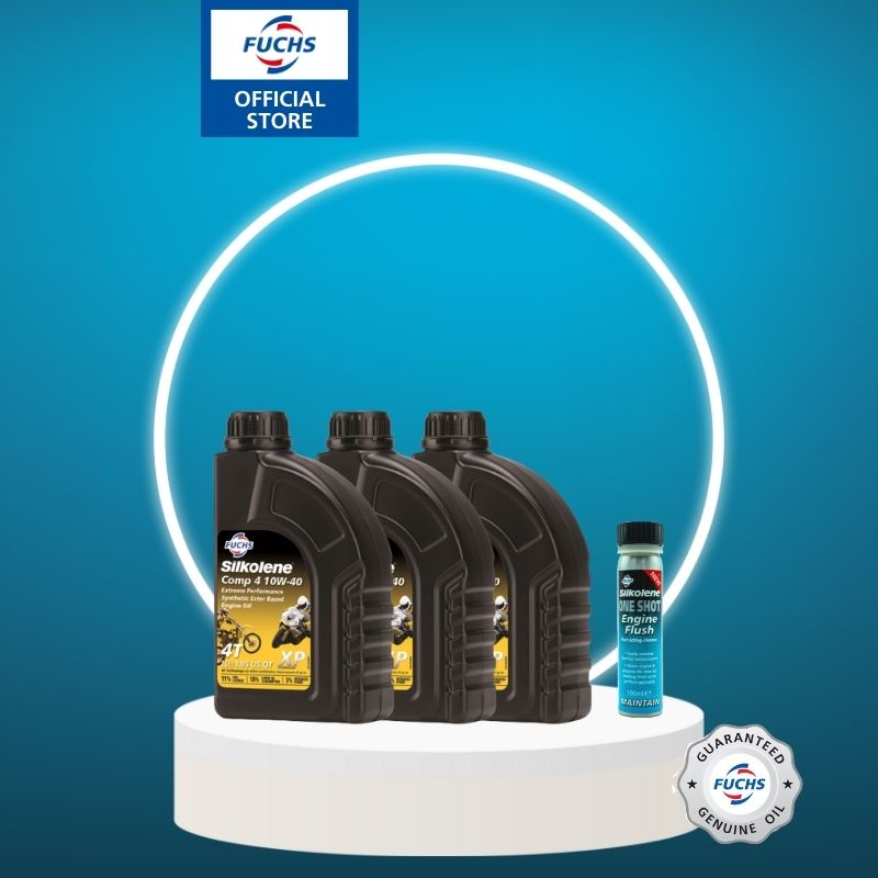 น้ํามันเครื่องรถจักรยานยนต์ Silkolene 4T 10W40 Semi Synthetic Ester Comp 4 XP 1L (แพ็ค 3) & Silkolen
