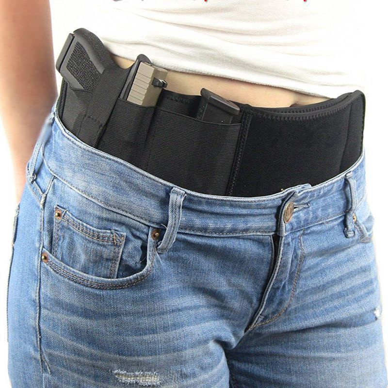 Right & Left Hand Elastic Belly Band Pistol Gun Holster For Glock 17 19 Colt 1911 HK usp compact P22