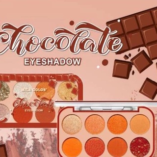 Mila color chocolate eyeshadow  No.5041 มิลา คัลเลอร์ อายแชโดว์ 8 ช่อง ทาเปลือกตา โทนสีช็อคโกแลต กลิตเตอร์ ทาได้ทุกลุค