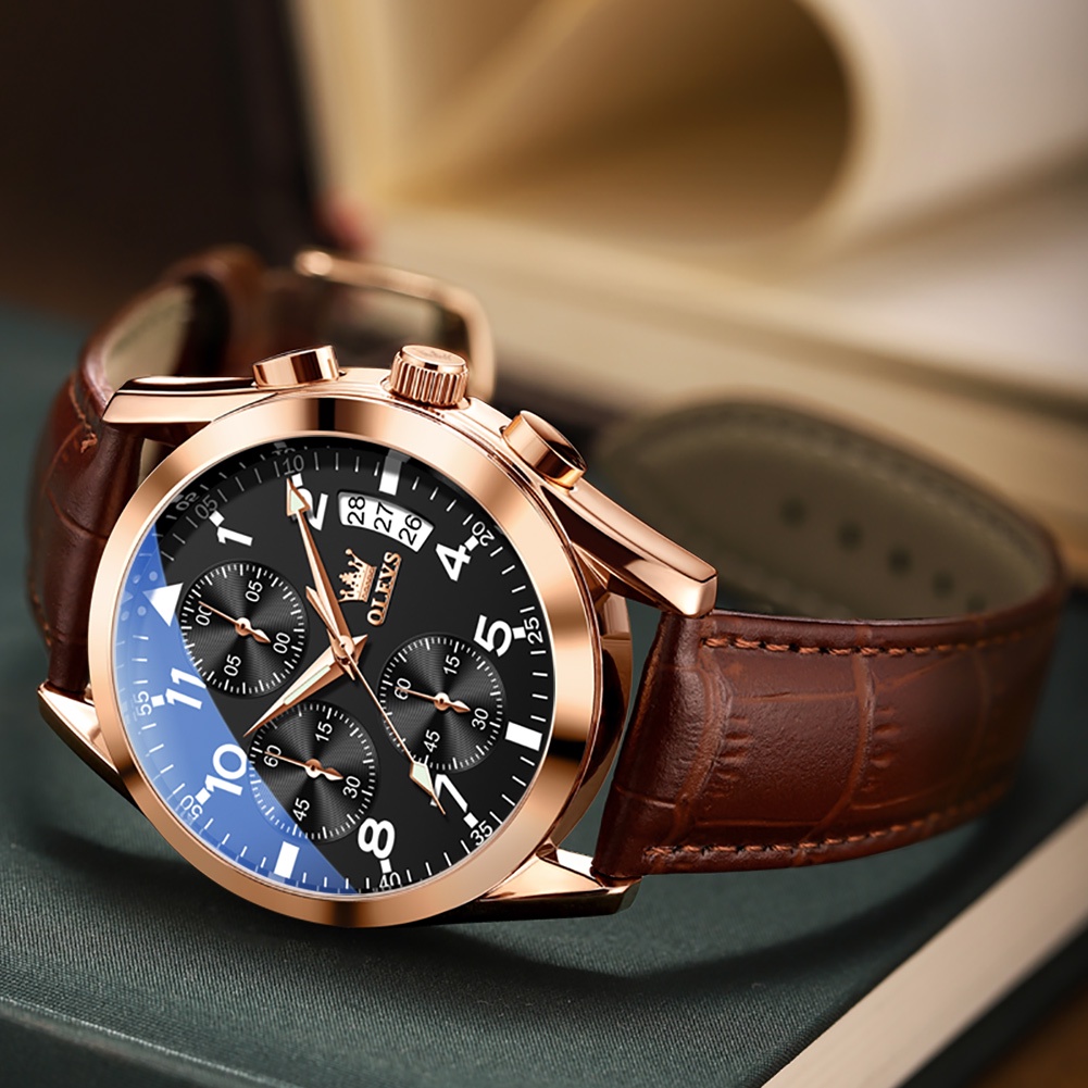 OLEVS Original Luxury Watch for Men Quartz Multifunction Fashion ...