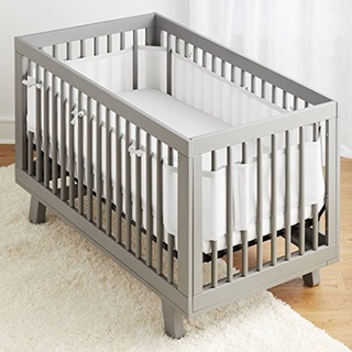 Breathable Crib Bumper Gray Mesh Crib Bumper for Full-Size Crib Breathable Mesh Bed Bumper Cushion Baby Bumper Crib Baby Room