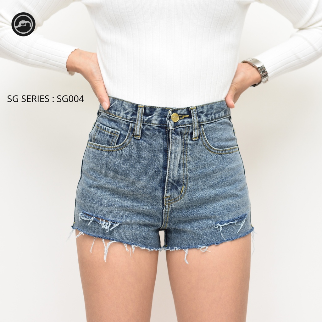 SG004 มาใหม่ ขายดีมาก กางเกงยีนส์ขาสั้นผู้หญิง Lady Denim Shorts Jeans (Gasoline &amp; Garage) ปั๊มน้ำมันแก๊สโซลีน (SG)