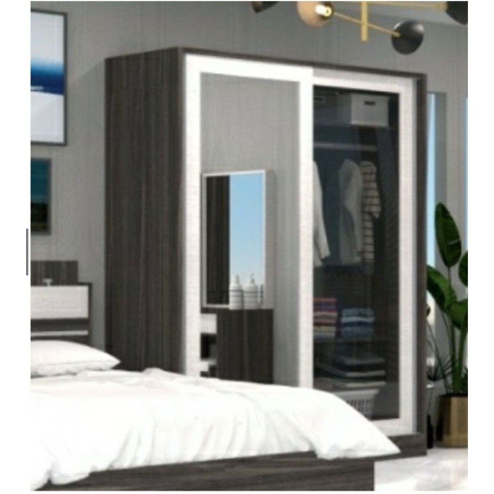 ตู้เสื้อผ้าบานเลื่อน 160 ซม. กระจกบานใหญ่ บานซอฟท์โคลสเปิด-ปิดได้นุ่มนวล - รูปที่ 5