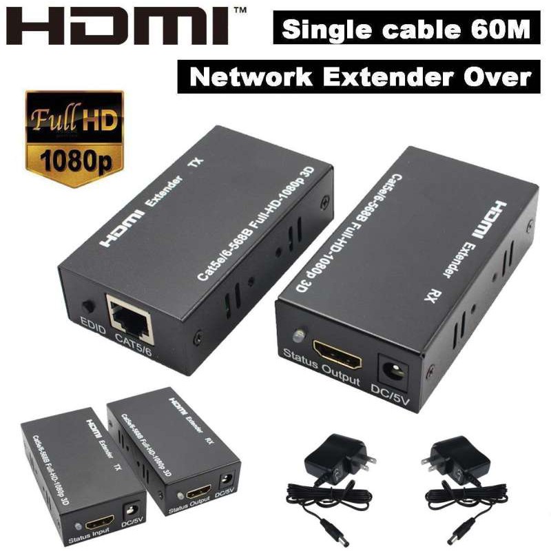 ลดราคา HDMI EXTENDER RJ45 LAN Cable Up to 200FT Kit 1080P/3D 60M,Transmitter Receiver #สินค้าเพิ่มเติม สายต่อจอ Monitor แปรงไฟฟ้า สายpower ac สาย HDMI
