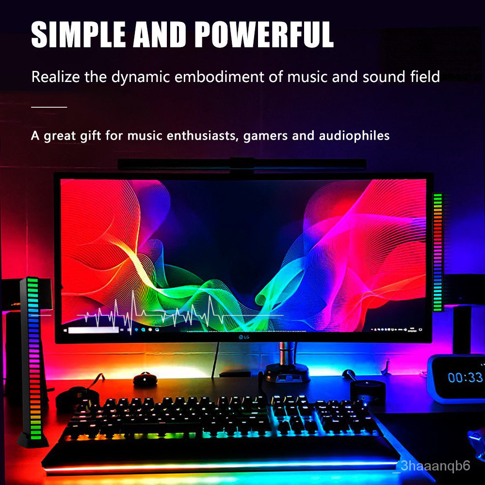 3D RGB Voice Control Rhythm Light, Sound Control Ambient Light With 32 ...
