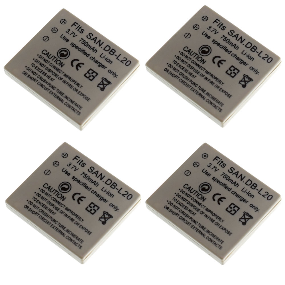 4x แบตเตอรี่ DB-L20 L20A L20AU สำหรับ Sanyo Xacti กล้องดิจิตอลกล้องวิดีโอ VPC CA6OR CA65 CA8 CA9 CG6