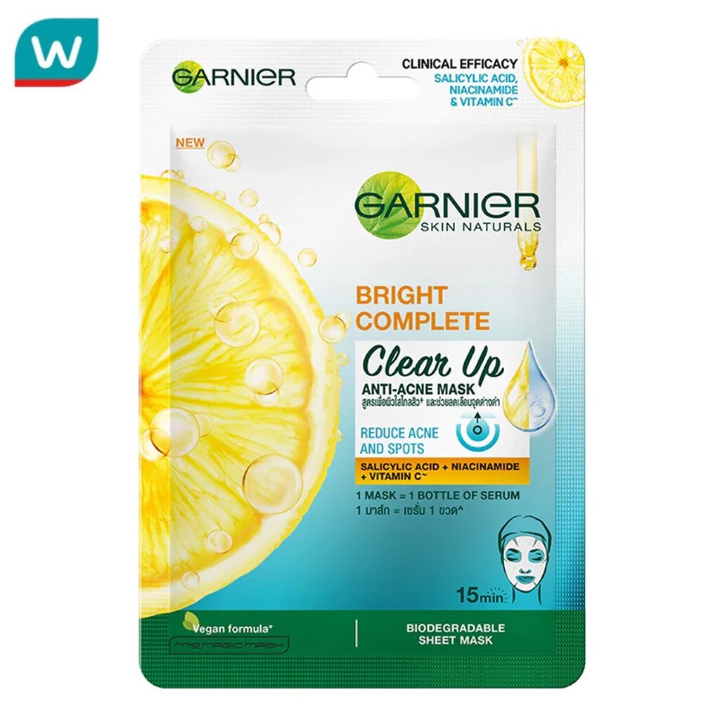 Garnier การ์นิเย่ สกิน แนทเชอรัลส์ ไบรท์ คอมพลีท เคลียร์ อัพ แอนตี้-แอคเน่ มาส์ก
