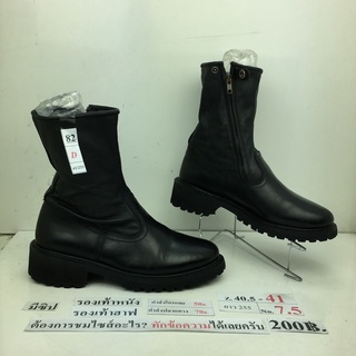 รองเท้าฮาฟ มีซิปข้าง รองเท้าทหาร รองเท้าตำรวจ รองเท้ารปภ. Half boots with side zip หนังสีดำ มือสอง นำเข้า เกาหลี