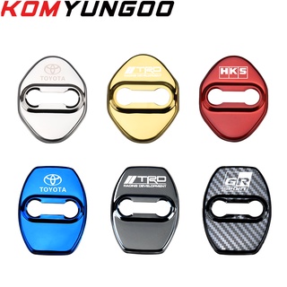 4 ชิ้น/ชุด สแตนเลส ตัวล็อกประตูรถยนต์ ฝาครอบล็อคประตูรถยนต์  สำหรับ TOYOTA โลโก้ CAMRY YARIS VIOS COROLLA PRIUS RAV4 TUNDRA