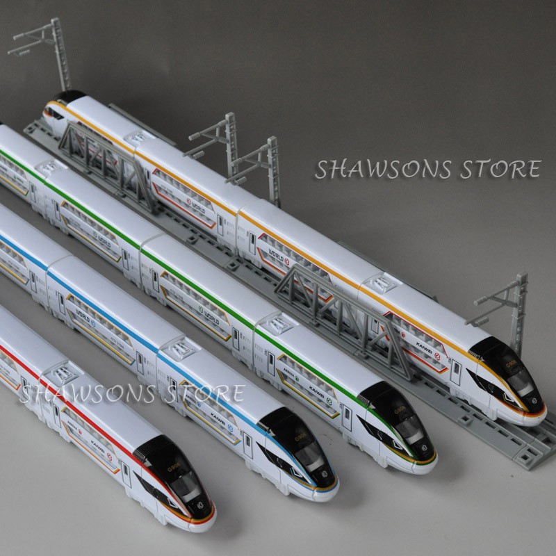 โมเดลรถไฟโลหะ Double Decker CRH High Speed Train Railway Model ความเร็วสูง พร้อมรางรถไฟ ของเล่นสําหรับเด็ก