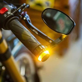 ไฟเลี้ยวLEDแต่งปลายแฮนด์รถมอเตอร์ไซค์ ไฟสีขาว-ส้ม LED ไฟเลี้ยวปลายแฮนด์ Handle Bar Turn Signal Light เท่ๆ 1คู่