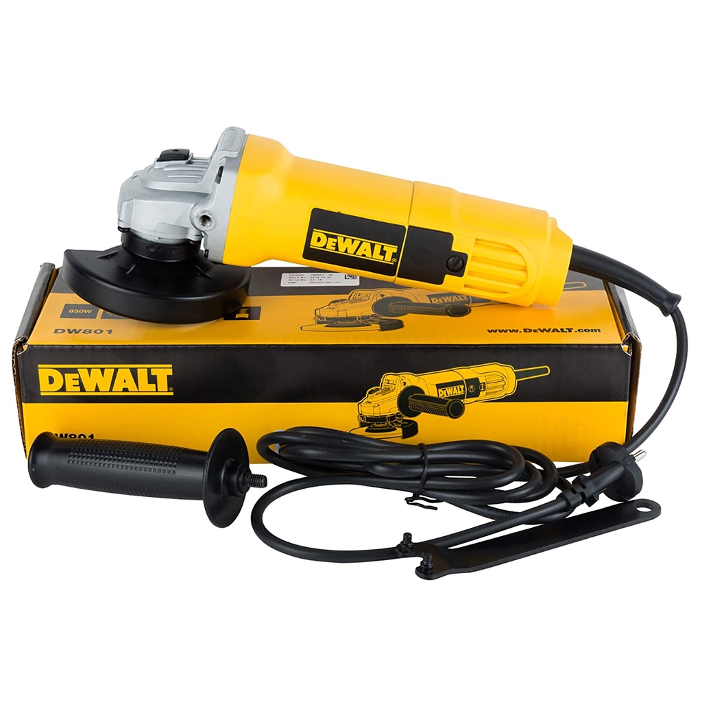 DEWALT  DW801-B1 เครื่องเจียร 4 นิ้ว 850 วัตต์ สวิตซ์ท้าย / รับประกัน 3 ปี!!!