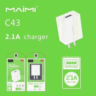 หัวชาร์จ Maimi C43 ของแท้ 100% ปลั๊กชาร์จไฟบ้าน 1USB 2.4A MAX