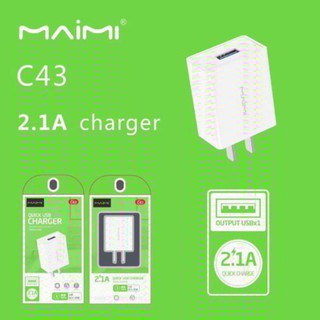 หัวชาร์จ Maimi C43 ของแท้ 100% ปลั๊กชาร์จไฟบ้าน 1USB 2.4A MAX