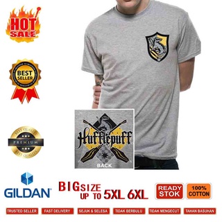 [S-5XL]Limeizhounew Xs-6Xl เสื้อยืดผ้าฝ้ายพิมพ์ลาย Hogwarts Hufflepuff สีเทาสําหรับผู้ชาย