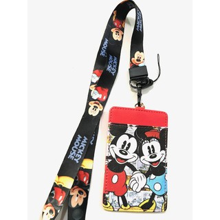 สายคล้องคอ สายคล้องบัตร ที่ใส่บัตร ซองใส่บัตร ที่ใส่บัตร พร้อมสายคล้องคอ ลาย  Mickey mouse  and  Minnie mouse  มิคกี้