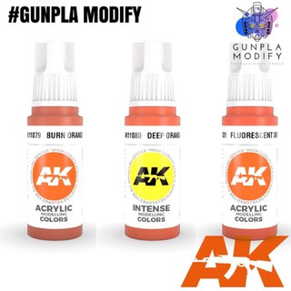 AK Interactive 3G สีอะคริลิคสูตรน้ำ 17 ml Burn Orange, Deep Orange, Fluorescent Orange