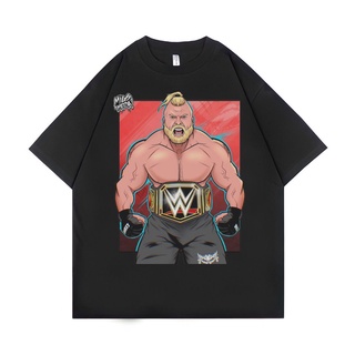 ROUND คอลูกเรือเสื้อยืด ขนาดใหญ่ พิมพ์ลาย Psycho Crucify Brock Lesnar | สีดํา | เสื้อยืด ขนาดใหญ่ | สไตล์วินเทจ | เสื้อท