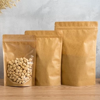 ถุงคราฟท์ หน้าใสหลังคราฟท์ ถุงซิปล็อค (โค้ด7FMF3RN ลด10%) 50ใบ(มีปลายทาง)Brown Kraft