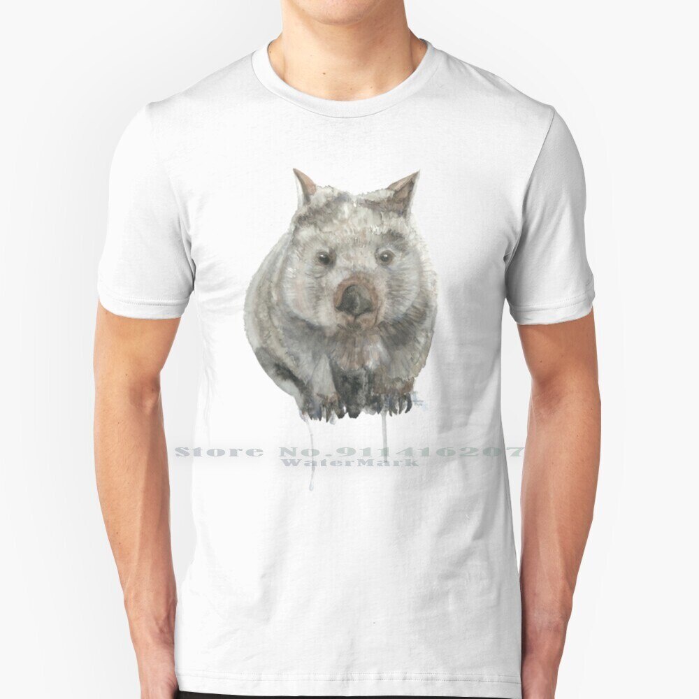 ทั่วไป Wombat T เสื้อ 100% ผ้าฝ้ายแท้ Wombat ทั่วไป Wombat Watercolor สีน้ํา Wildlife Australian Wil
